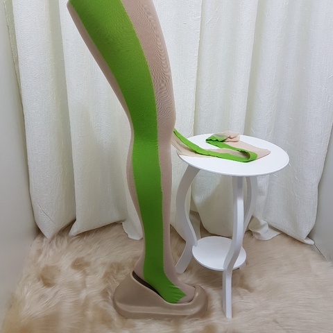 Meia Calça Listra Lateral Verde - comprar online