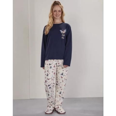 Pijama manga longa com calça estampada - comprar online