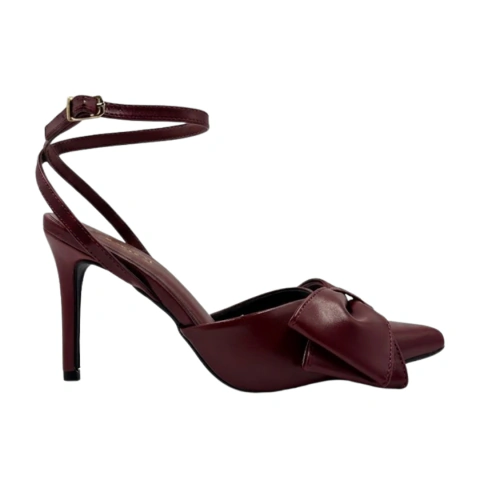 Chanel Marsala Laço Salto Alto Fino