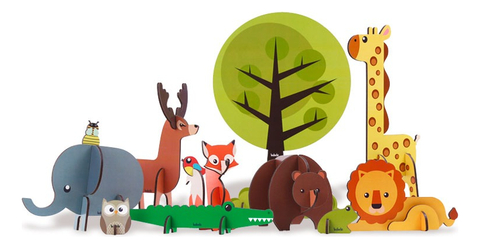 Quebra-Cabeca 3D Savana, Babebi, Colorido