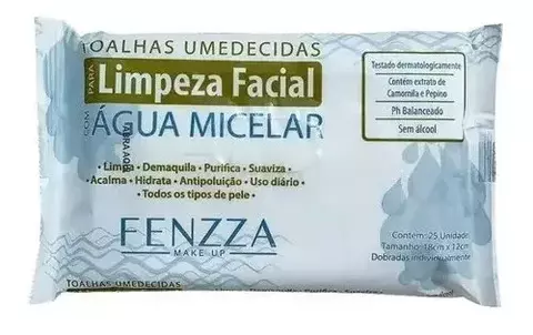 Lenço Demaquilante Fenzza - Água Micelar