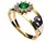 Anel formatura veterinária ouro 18k esmeralda e diamantes - comprar online