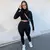 Dois conjuntos de peças femininas sólidas outono fatos de treino de cintura al - FB Female Beauty