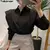 Camisa feminina outono novo chique manga longa blusas soltas elegantes