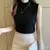 Blusa de malha sólida feminina, sem mangas, Tops elásticos femininos, roupa ca - loja online