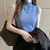 Blusa de malha sólida feminina, sem mangas, Tops elásticos femininos, roupa ca - comprar online