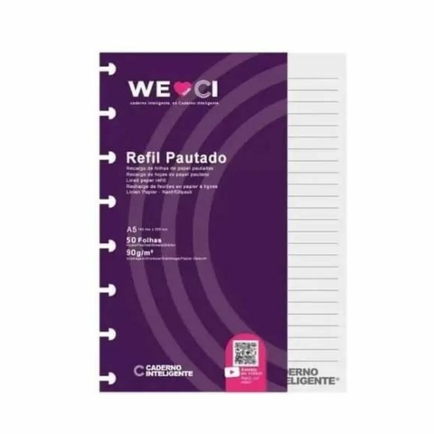 Refil Pautado A5 50 Folhas Caderno Inteligente - Weci