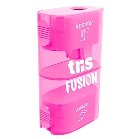 Apontador com Depósito + Borracha 2 em 1 Fusion - Tris - Rosa