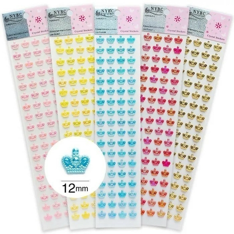 Cartela Coroa Autocolante 12mm Crystal Stickers NYBC