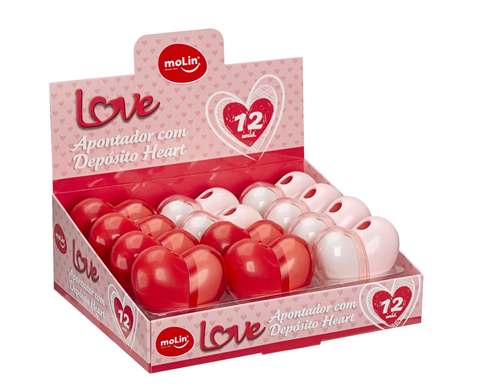 Apontador com Depósito + Borracha Love Heart - Molin - comprar online