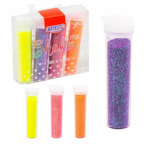 Glitter Shaker Blister Neon com 4 Unidades de 7g cada - BRW