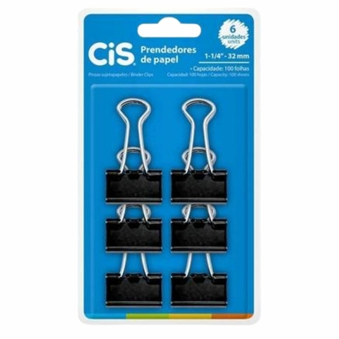 Prendedores de Papel Clips 32mm Preto - Cis