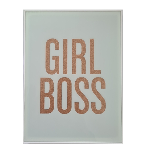 Quadro Decorativo Girl Boss letrada com Brilho FWD - Lin Rose