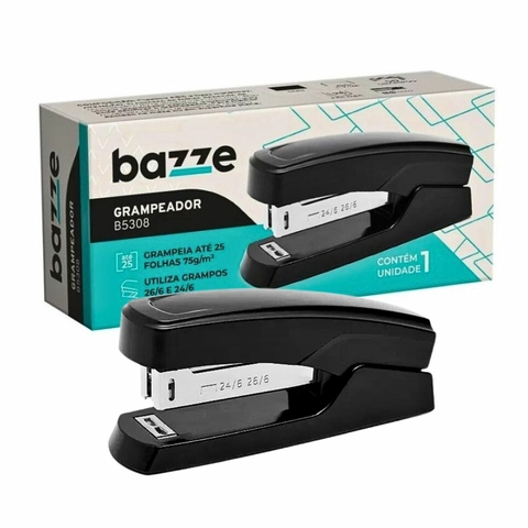 Grampeador B5308 Preto Para Até 25 Folhas - Bazze