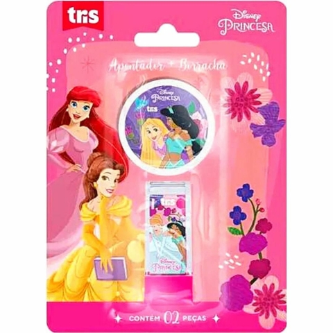 Kit Escolar Apontador + Borracha Princesa Disney - Tris - Rosa Choque