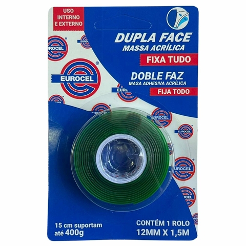 Fita Dupla Face Massa Acrilica 12mmx1,5m - Eurocel