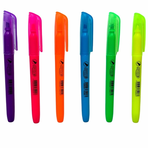 Caneta Marca Texto Neon Para Grifar e Destacar - BRW