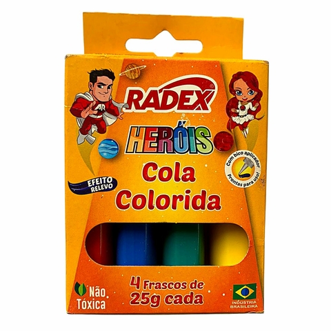 Cola Colorida Heróis 4 Frascos de 25g Cada - Radex