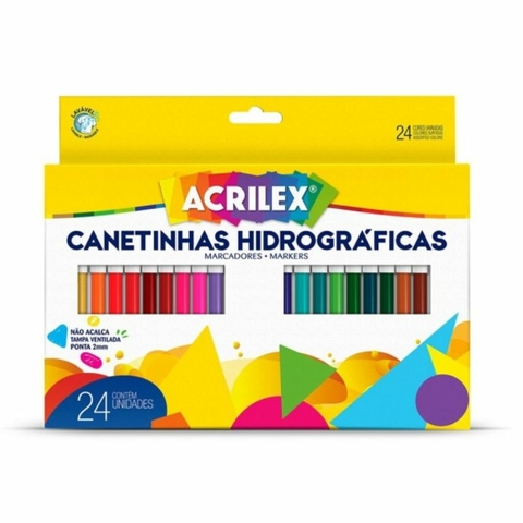 Canetinha hidrográfica 24 cores - acrilex