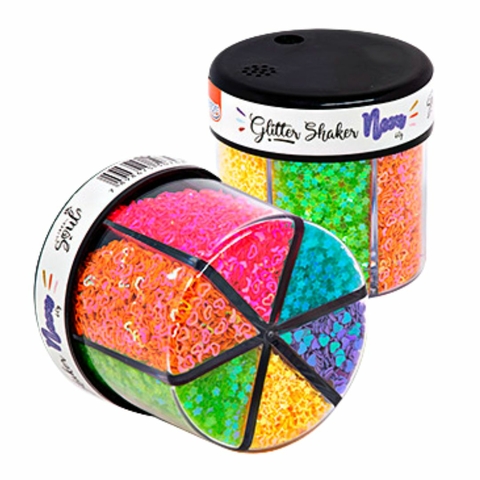 Glitter Shake Neon Pote de 60g com 6 cores - BRW - Formas