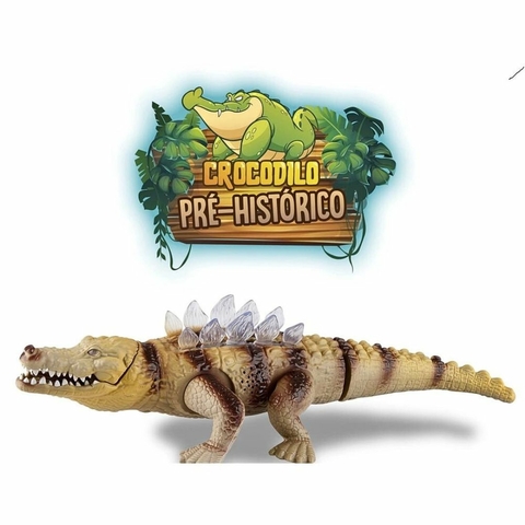 Crocodilo Pré-histórico Com Som e Luz - Zoop Toys - Marrom