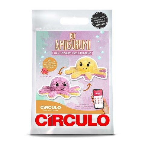 Kit Amigurumi Coleção Polvinho do humor - Círculo - Rosa/Amarelo