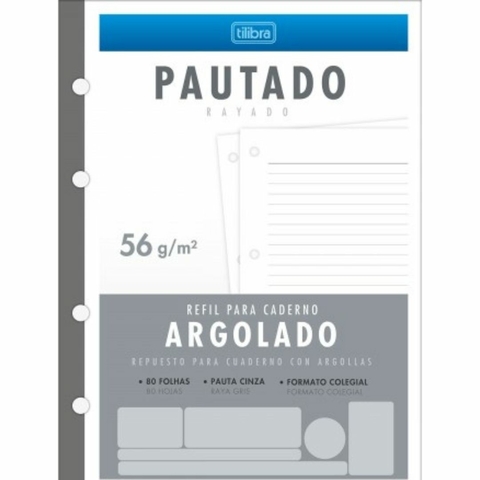 Caderno Refil Fichário Colegial Tiliflex Acad 80 Fls Tilibra