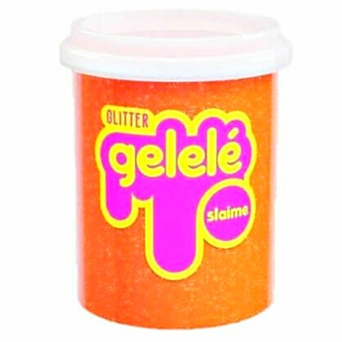 Pote Slime Gelelé Com Glitter 152g - Doce Brinquedo - Laranja