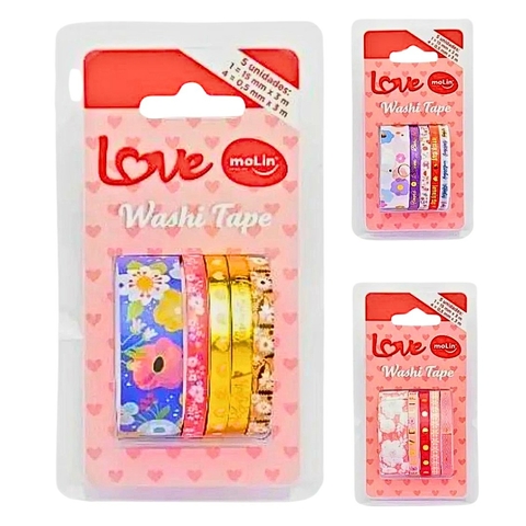 Fita Adesiva Washi Tape Love 5 Unidades - Molin