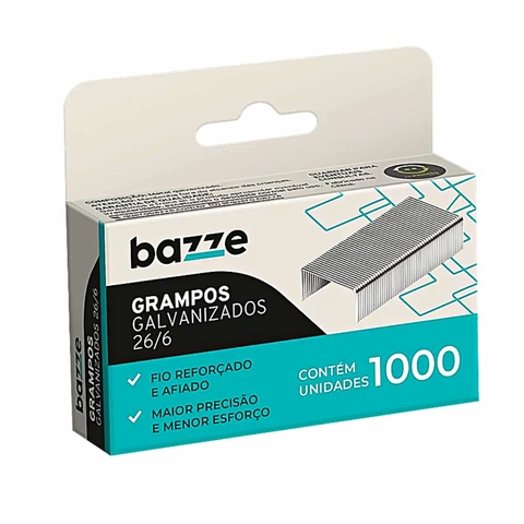 Grampo Galvanizado 26/6 1000 Unidades - Bazze - Grampo