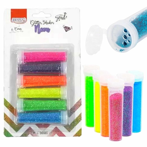 Glitter Shaker Neon Blister com 6 Unidades de 7g cada - BRW