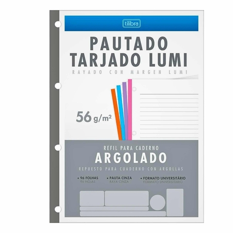 Caderno Refil Fichário Tiliflex Academie Borda Colorida 96 Fls Tilibra