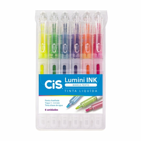 Estojo Marcador de Texto Lumini Ink com 6 Cores - CIS