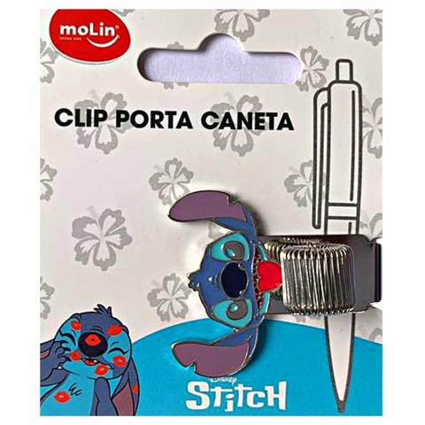 Clip Porta Caneta Metálico Stitch - Molin