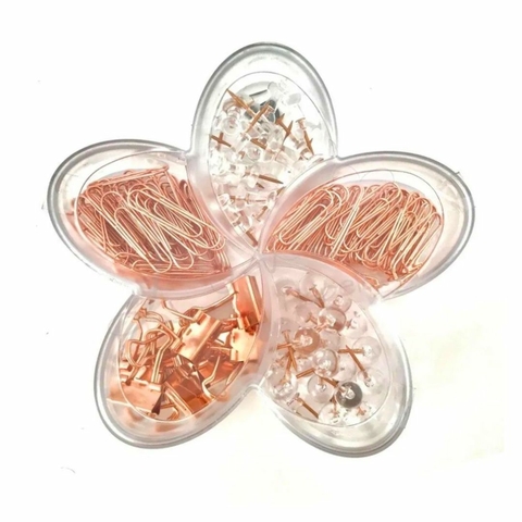 Kit de Clips e Alfinetes Flor de Lotus Rose Gold - Molin