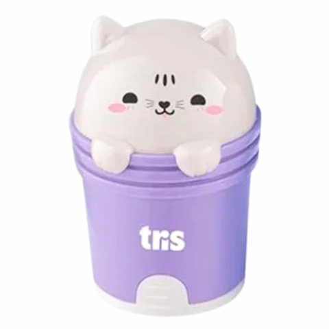 Apontador com Depósito + Borracha Gatinho Kitty - Tris - Roxo