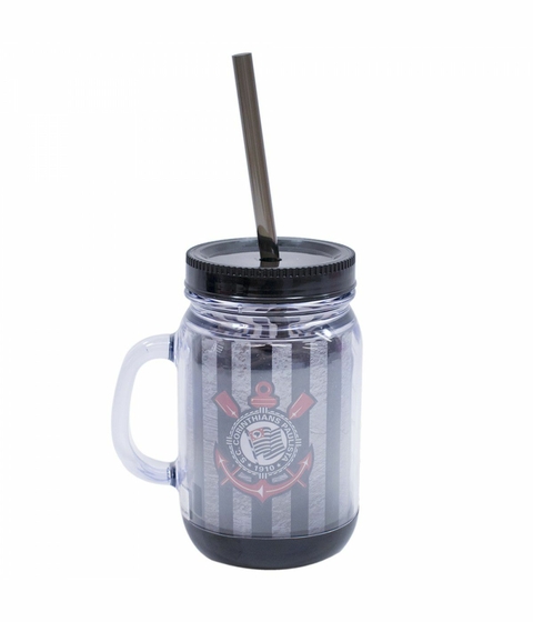 Caneca Com Tampa E Canudo 420ml - Corinthians