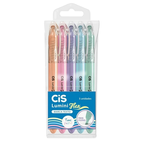 Marca Texto Lumini Flex Pastel com 5 Unidades - Cis