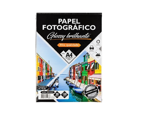 Papel Fotográfico Glossy Brilhante A4 Pacote com 20 unidades 120g/m² - BRW