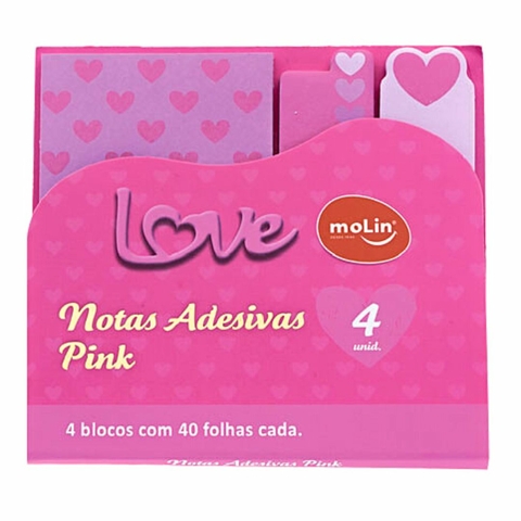 Bloco de Notas Adesivas Post-it Love 4 Blocos 40 Fls - Molin - Notas Adesivas