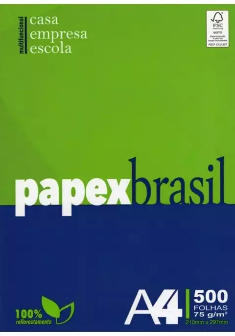 PAPEL A4 75GRS BRANCO 500 FLS PAPEXBRASIL