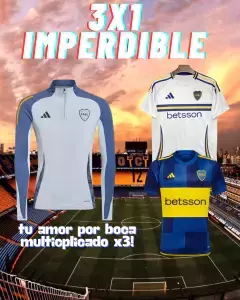 3X1 BOCA - Remera Titular + Remera Suplente + buzo de entrenamiento De Regalo