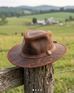 Sombrero de cuero estilo fedora