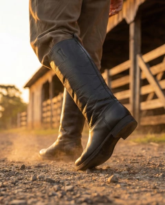 Bota de cuero caña alta