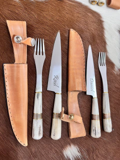 Set asado ciervo madera y bronce en internet