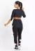 Cropped e Calça Legging Preto Detalhe Rosê Conjunto Fitness | REF: LX150
