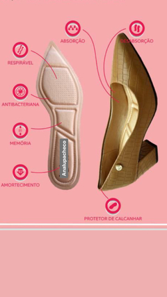 Scarpin Verniz Rosê salto bloco com palmilhas confort - Analu Pacheco calcados e acessorios femininos