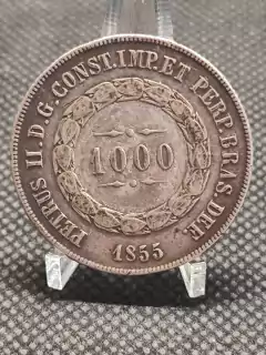 Moeda 1000 Réis ano 1855 prata do império