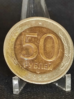 Moeda Rússia 50 Drachma ano 1992 Bimetálica