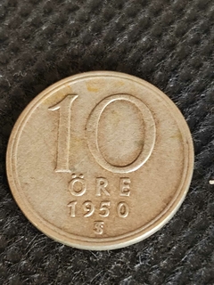 Moeda Suécia 10 ore prata ano 1950